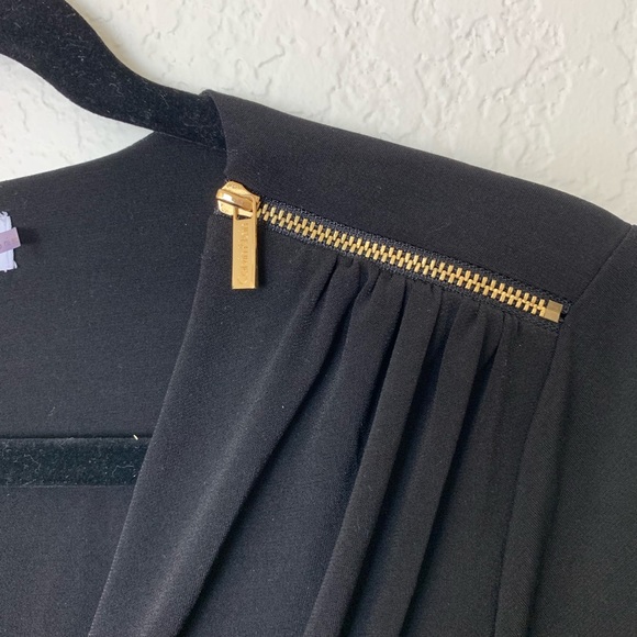 Calvin Klein: Black Slinky Gold Zipper Dress Small - Picture 2 of 7